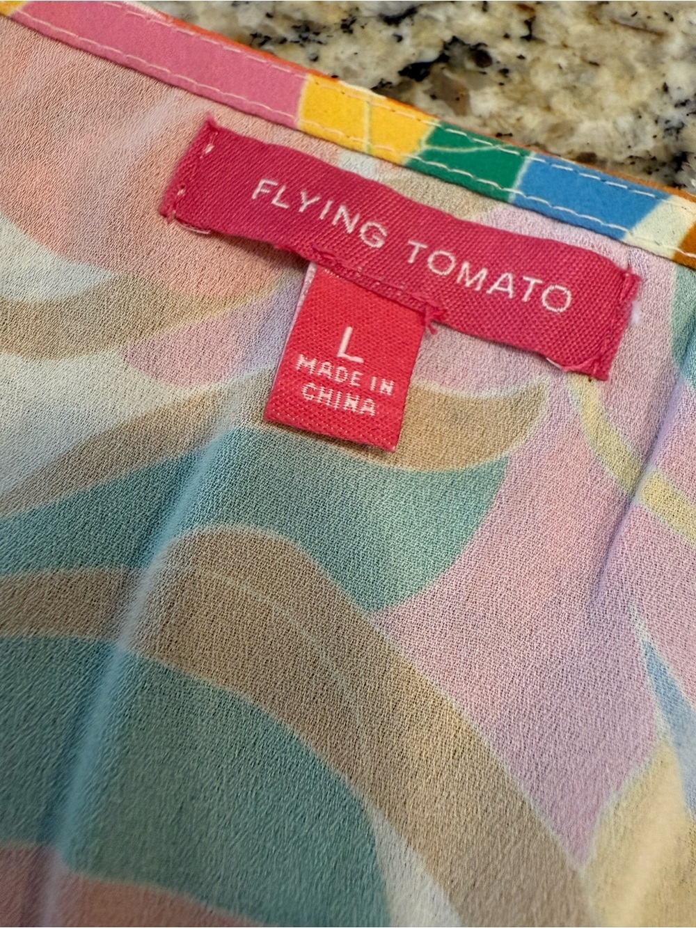 Flying Tomato preppy pastel romper retro 70s abstract floral LG - Picture 6 of 15